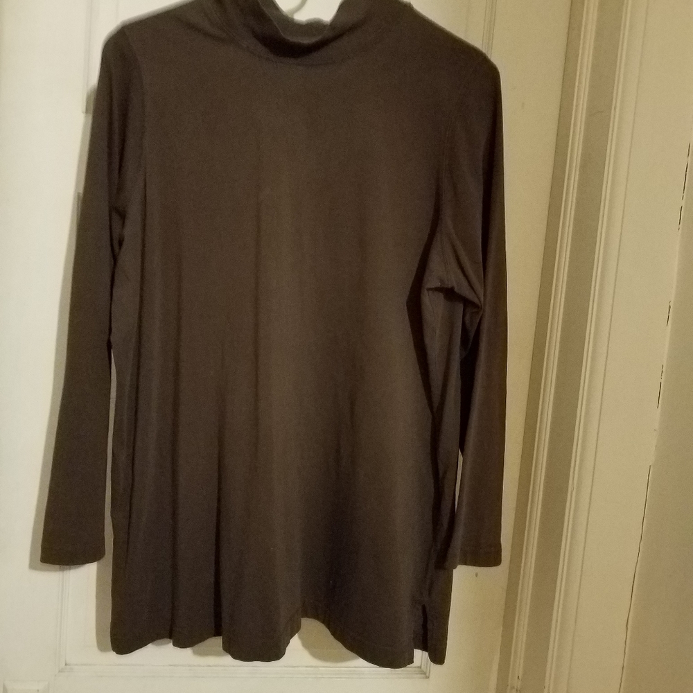 Woman Within dark brown mock neck
